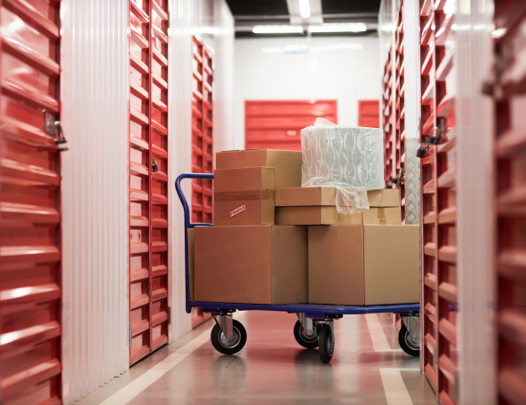 Storage unit with boxes